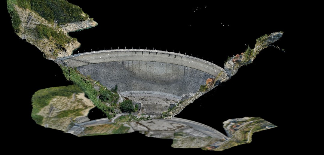 A dense point cloud of the dam
