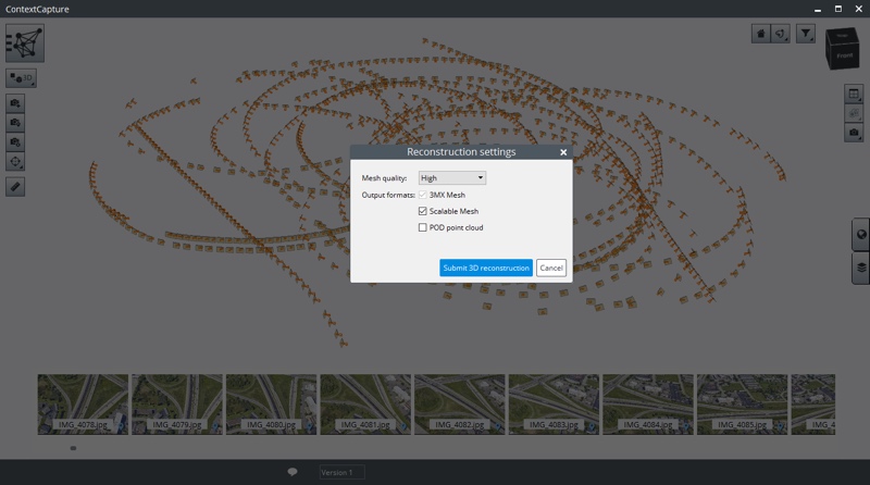 ubmitting a reconstruction for processing using ContextCapture cloud processing service. Image courtesy of Bentley Systems
