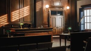 Stock image of an empty courtroom